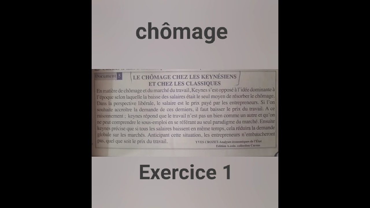 dysfonctionnements du marché _ le chômage _ Exercice 1 __ Darija