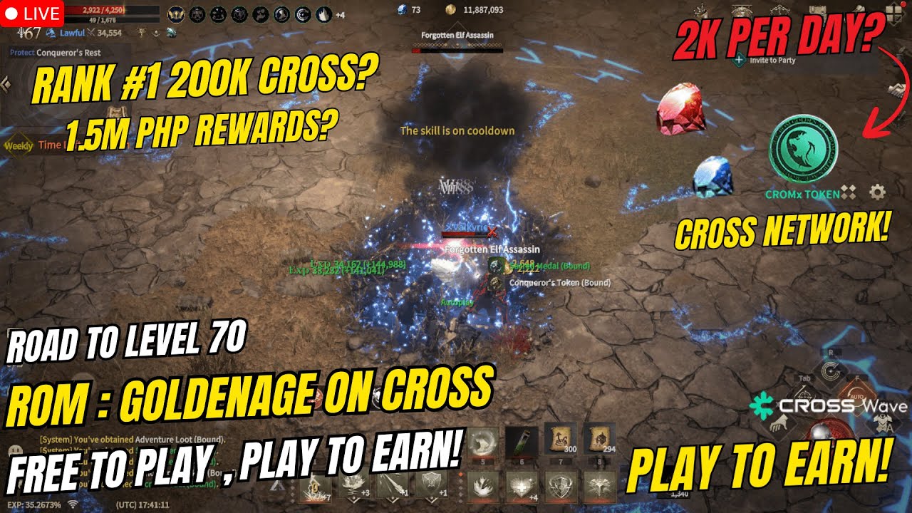 ROM : GOLDEN AGE ON CROSS | Play To Earn! Rank #1 200k Cross Rewards? ( Tagalog )