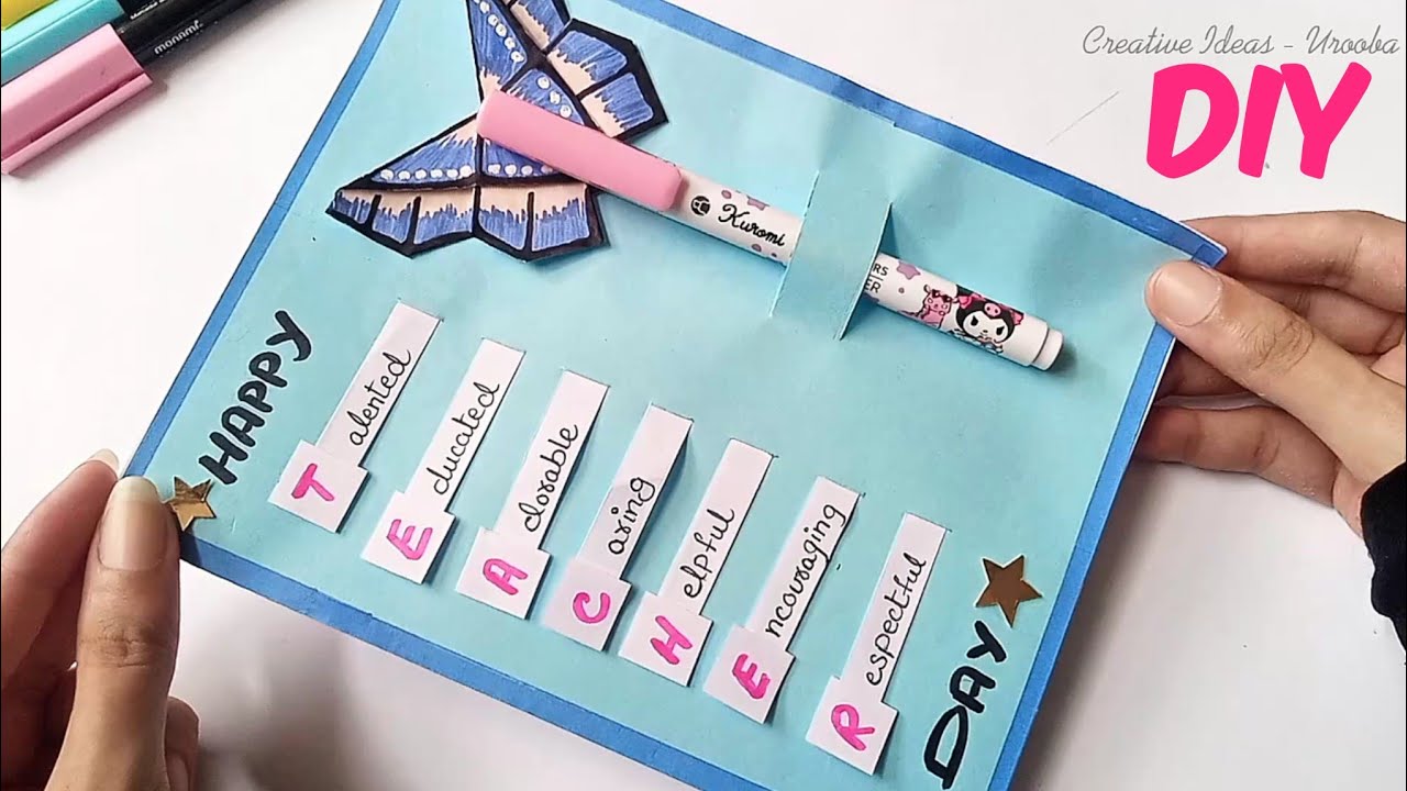 Happy teachers day card ❤️  easy diy card idea / Last minute teachers day card making at home