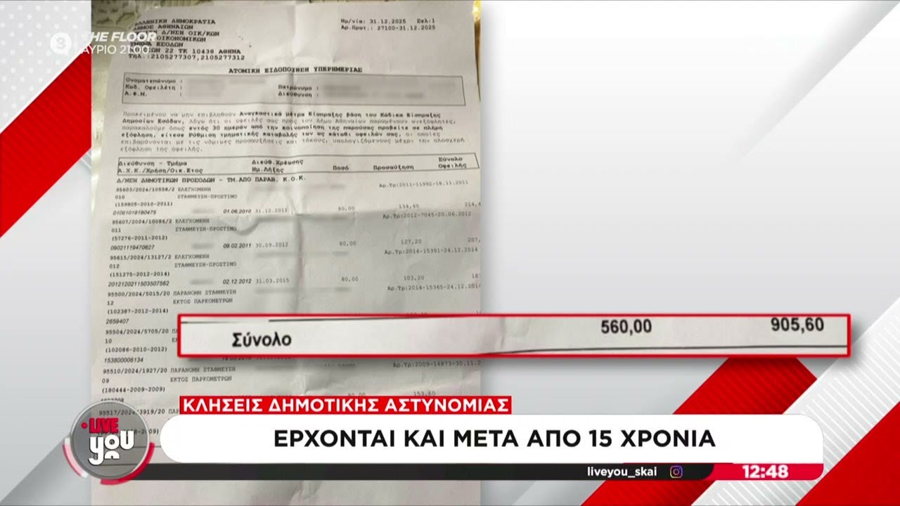 Κλήσεις από τη Δημοτική Αστυνομία έρχονται μετά από 15 χρόνια και με προσαύξηση  | Live You