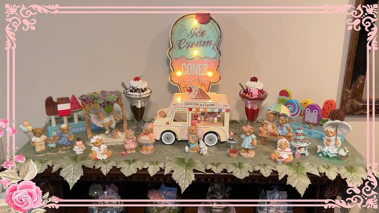 Summer Dollhouse Miniature Ice Cream Truck Scene Tour with Cherished Teddies Collection