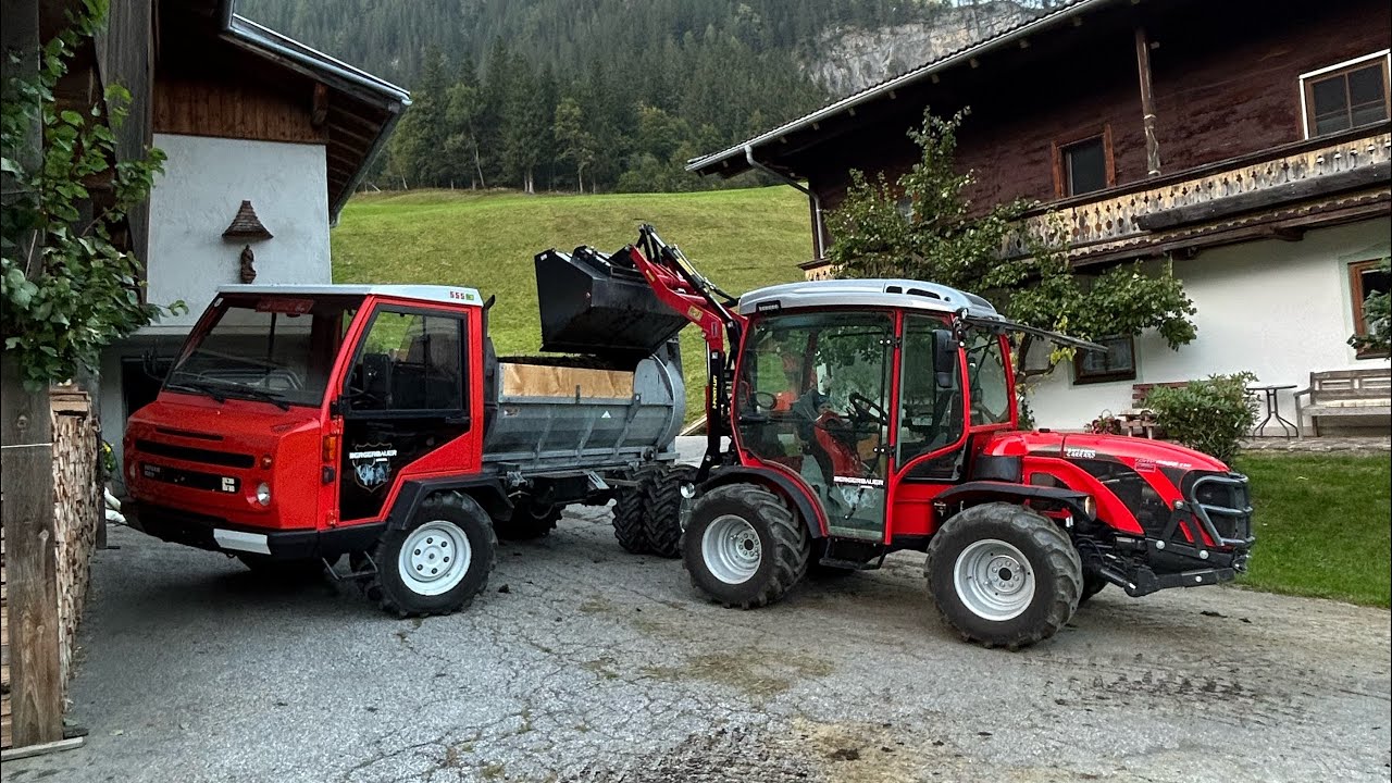 Mist streuen mit Muli und Carraro