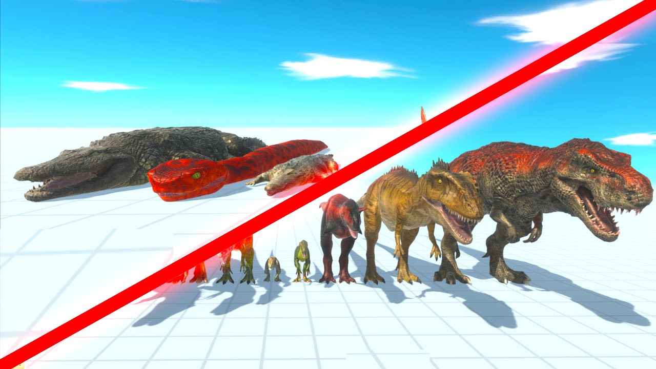 REPTILES Team vs NEW CARNIVORE DINOSAURS Team - Animal Revolt Battle Simulator ARBS