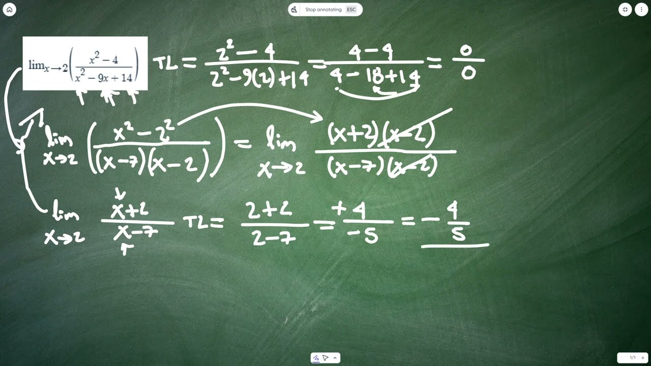 Límite indeterminado de la forma 0/0 por factorización