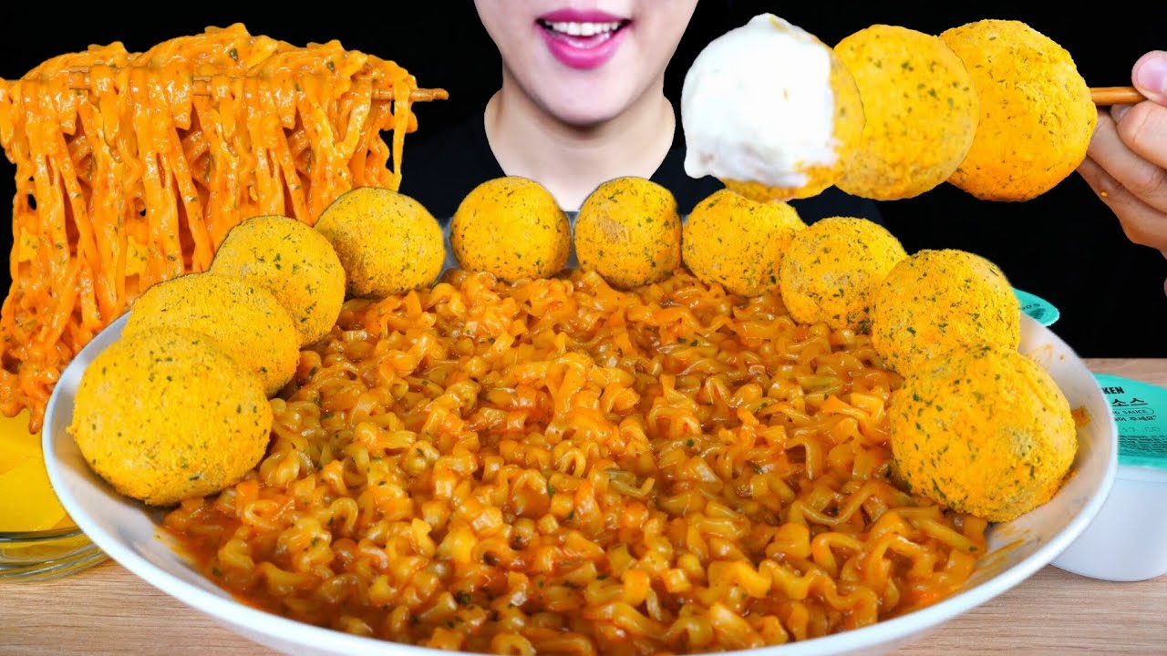 ASMR 뿌링치즈볼 까르보불닭볶음면 먹방! 뿌링뿌링소스 듬뿍 먹방 | Carbo buldak Ramen & Cheese balls | Eating Sounds Mukbang