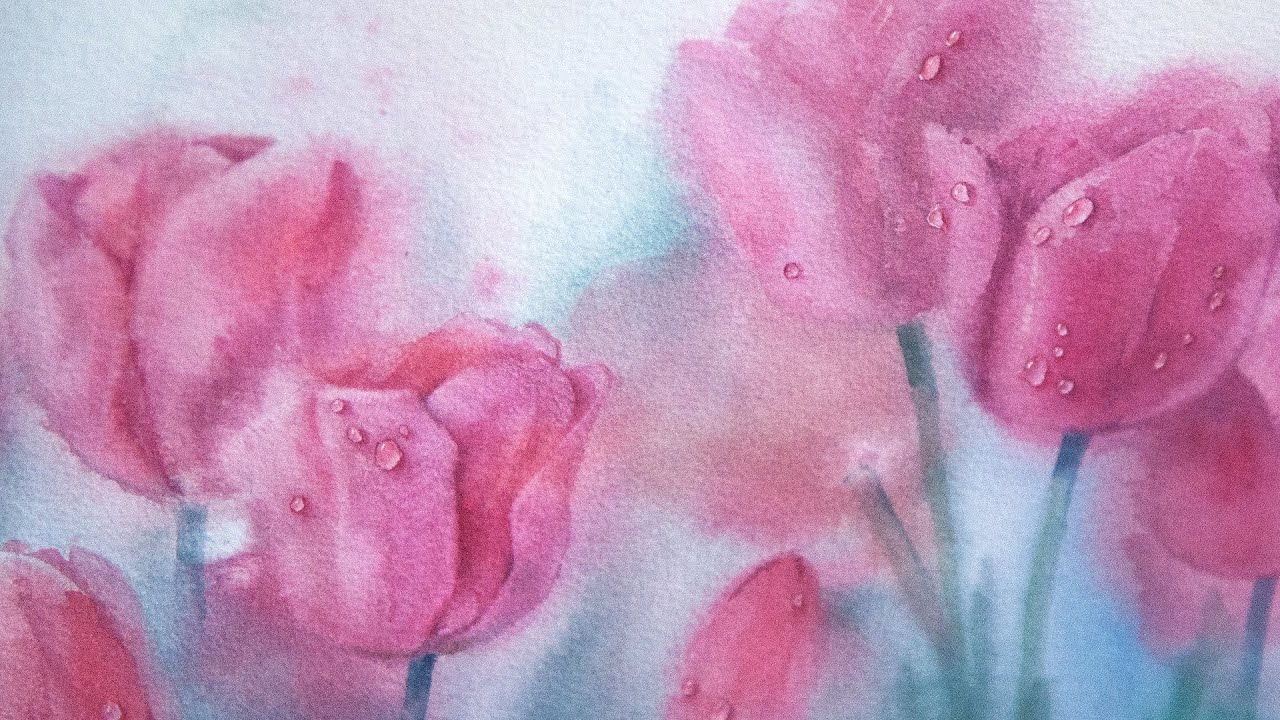 Tulip Painting Watercolor.
