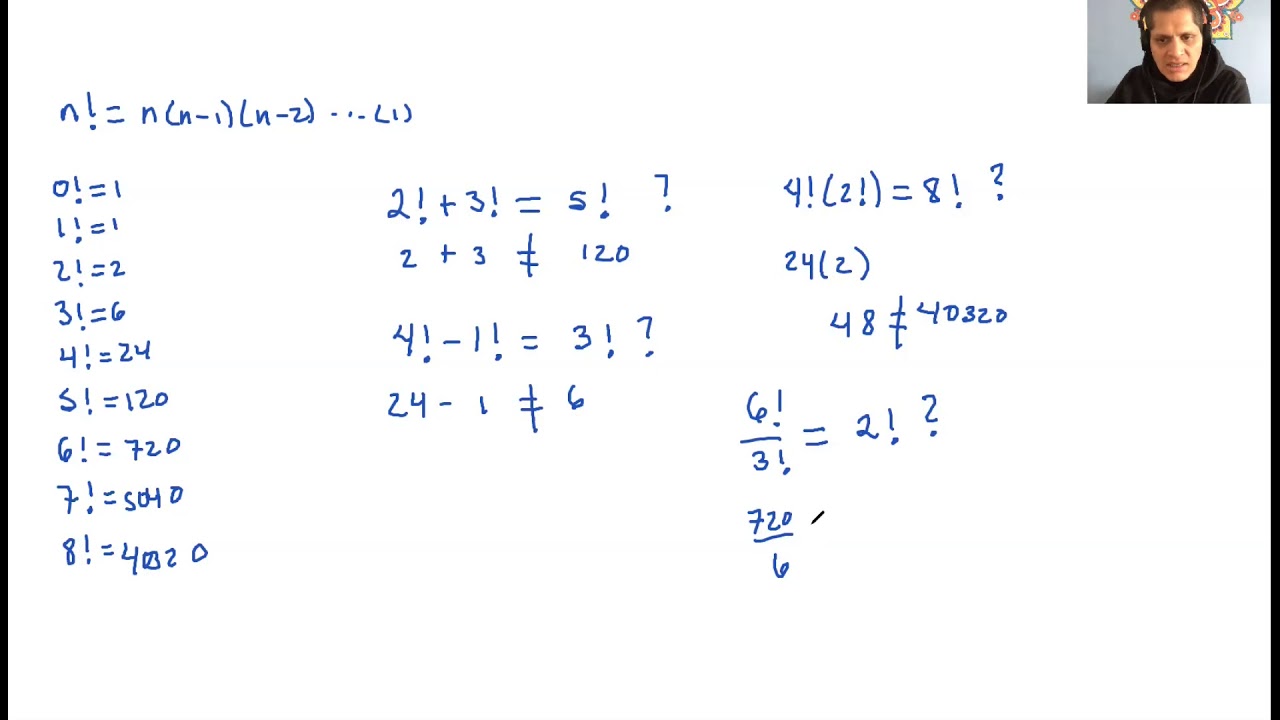 Ejercicios con factorial n!