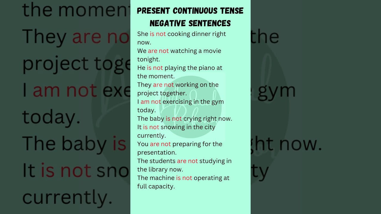 You Won't Believe How Easy Present Continuous Tense Negative Sentences Are!