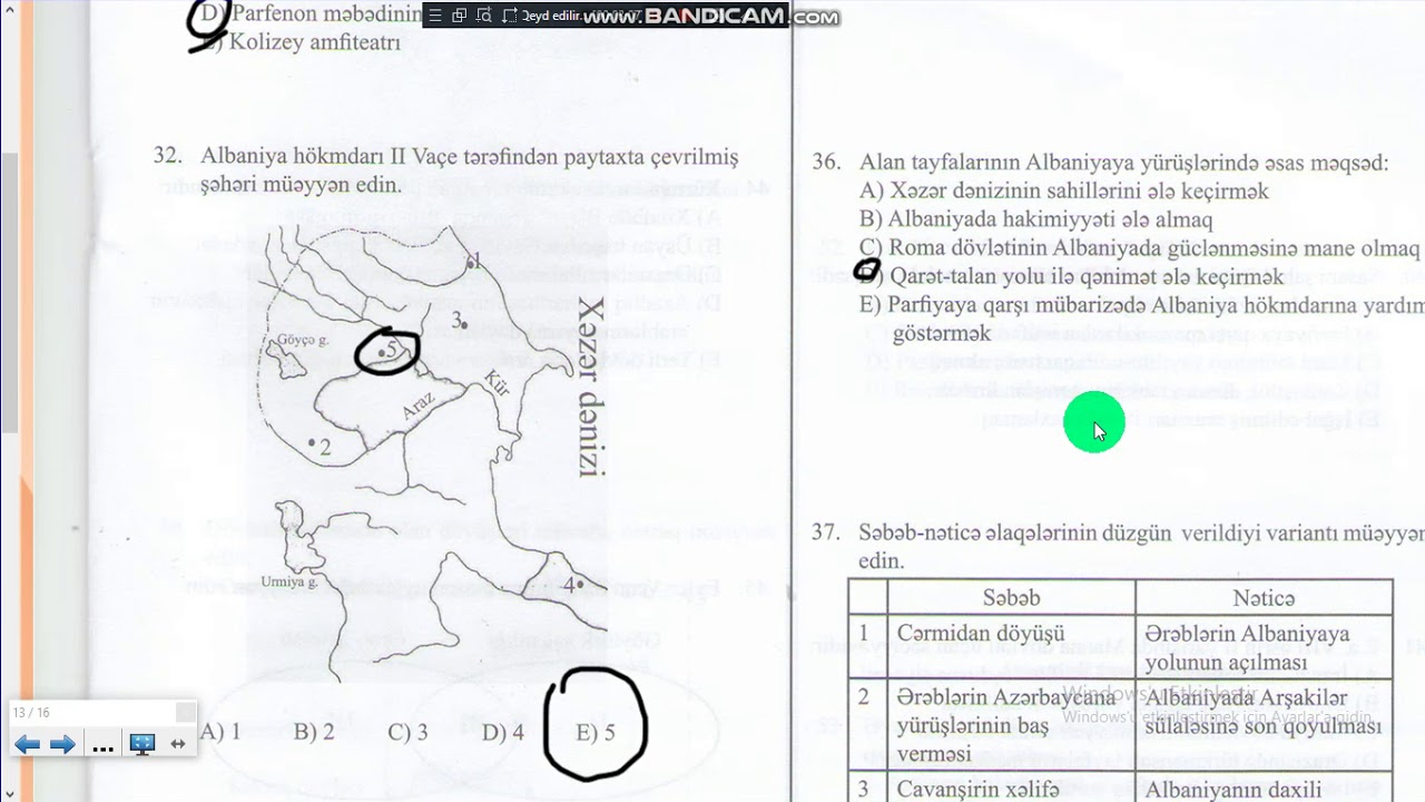 Güvən Nəşriyyatı Sınaq-3 Tarix fənnindən sualların izahı
