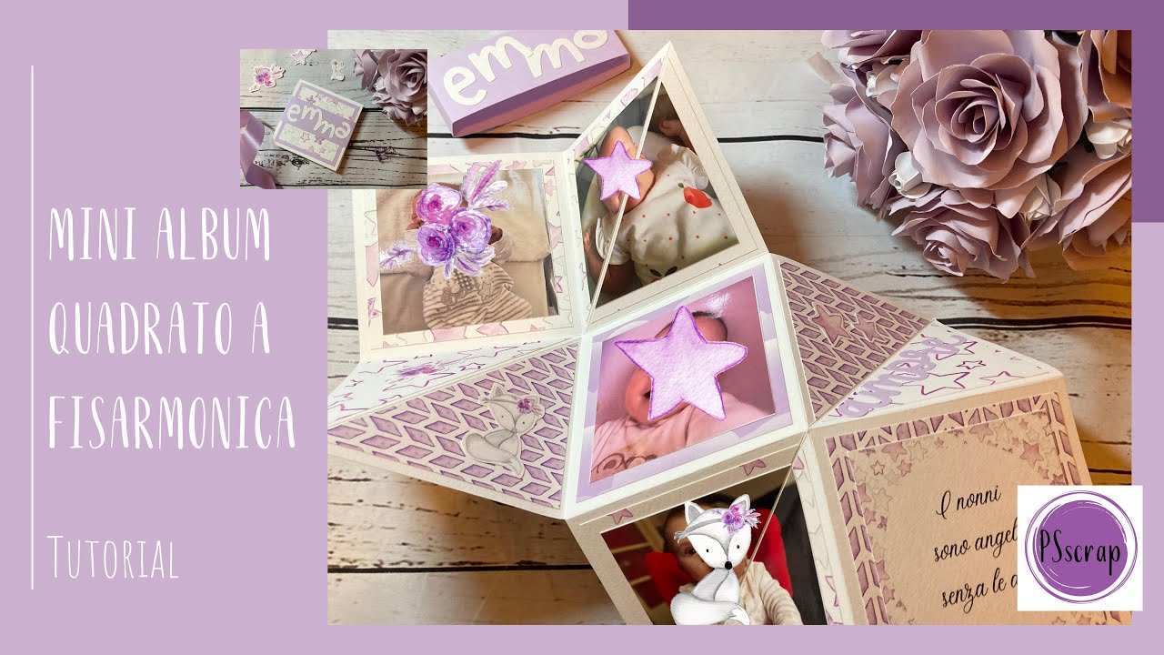 Mini album quadrato con chiusura a fisarmonica - TUTORIAL in italiano