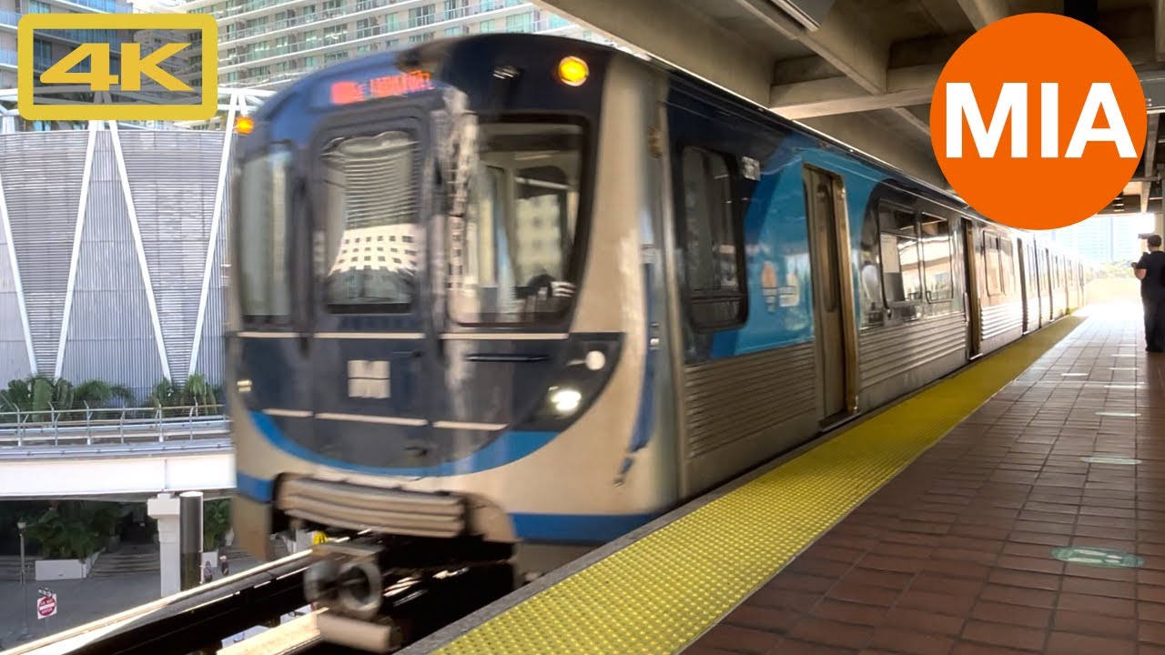 Miami Dade Transit Metrorail, Downtown Miami Brickell to Miami International Airport, 4K Train Ride