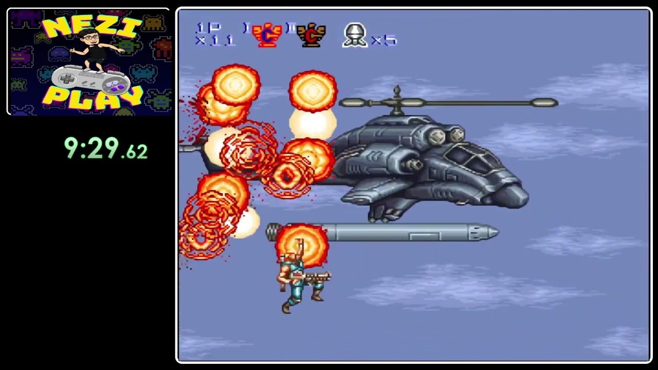 Contra III: The Alien Wars speedrun [14:57] hard difficulty - Neziplay