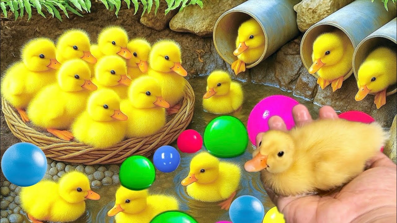 Mencari bebek lucu, Bebek berenang, menangkap bebek angsa Duck,ikan, dan ayam warna warni.