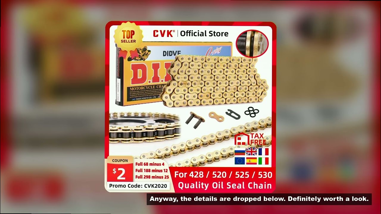 CVK High Quality Motorcycle O-ring Oil Seal Chain Sets For 428 DID Chain 136 Link 520 525 530 Chains