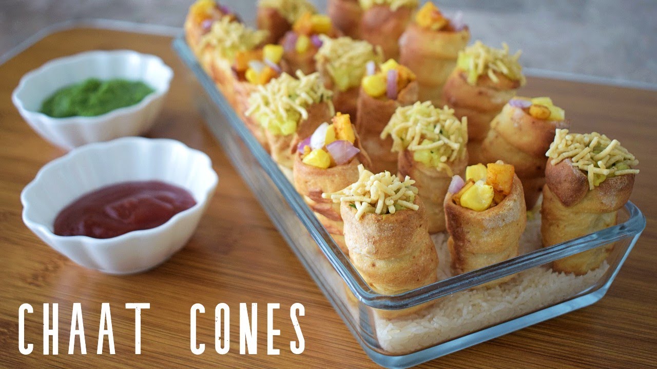 3 Ingredient Crispy Cone Chaat Without Mould - Eggless No Yeast No Fry | Veg Snack | चट कप बिना तलना