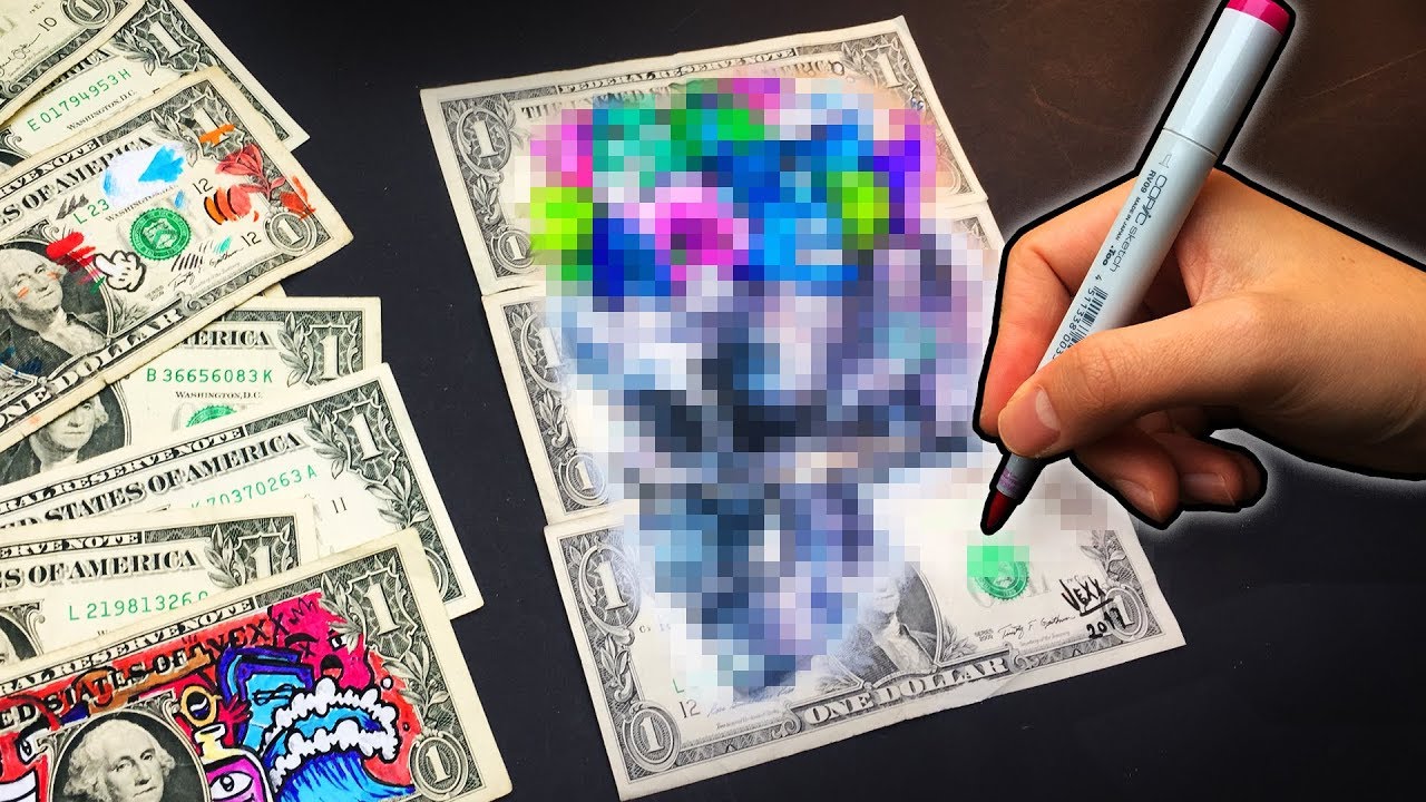 Making Art on Real Dollars ! (DOLLAR ART CHALLENGE)