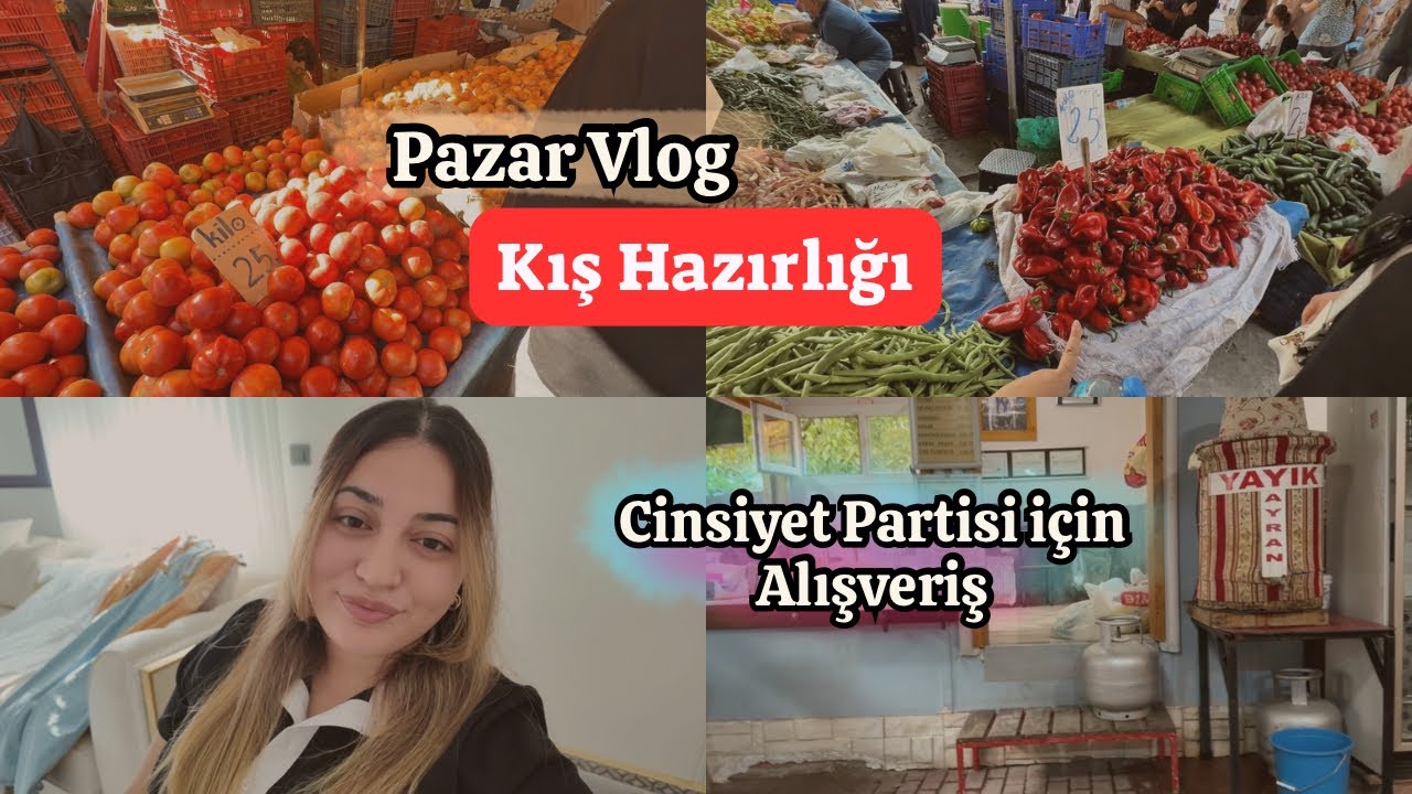 Kış Hazırlığı | Pazar Vlog 🍅 Cinsiyet Partisi için Alışveriş 🛍️