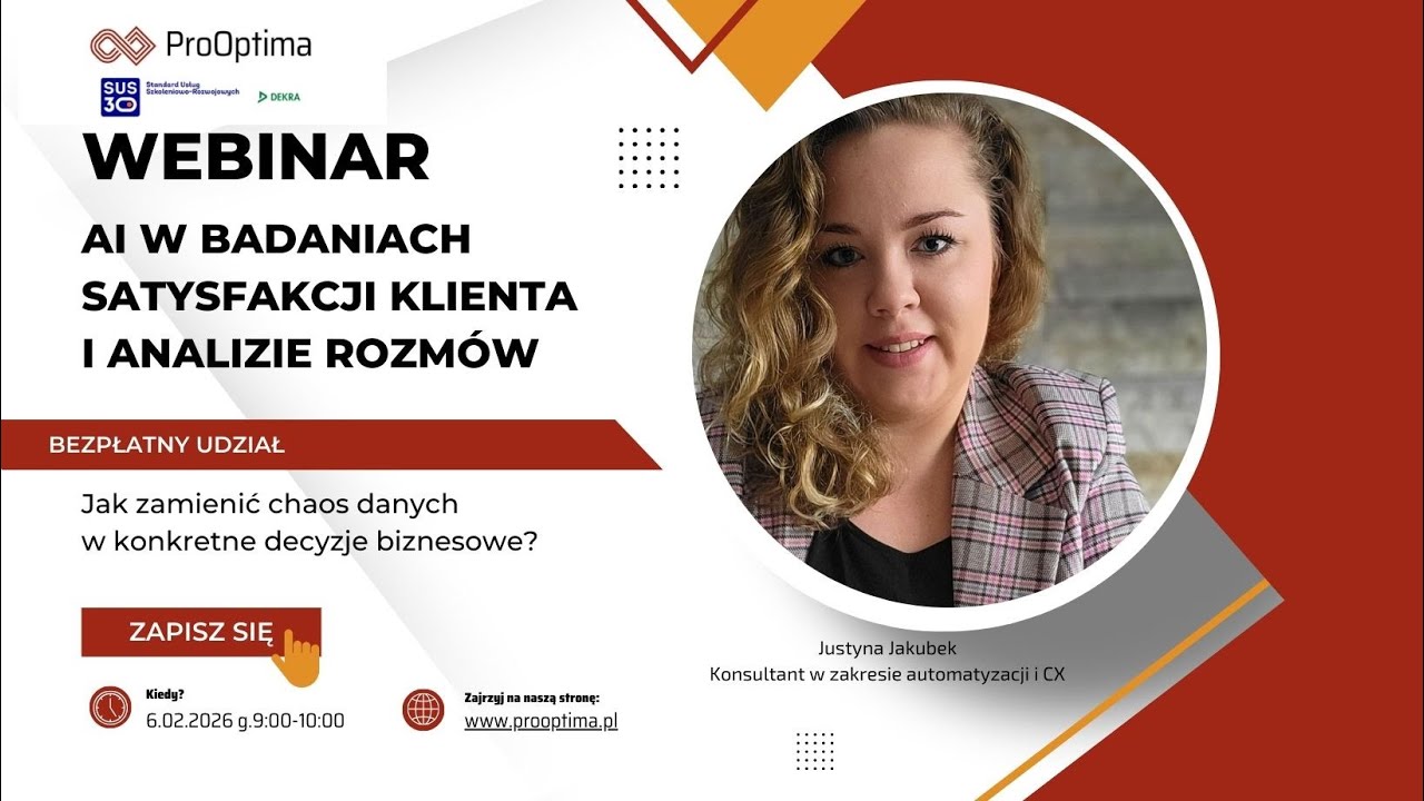 AI w badaniach satysfakcji klienta i analizie rozmów nagranie z 6 2 2026 Justyna Jakubek z ProOptima