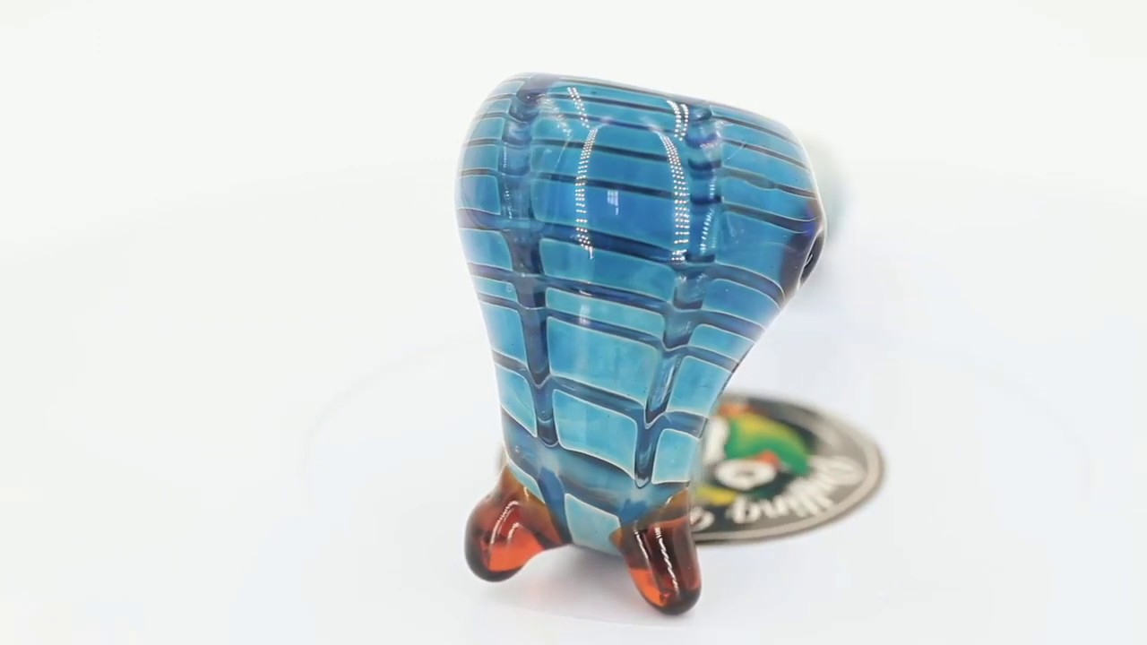 Blue Wrap and Raked Sherlock Glass Pipe - Puffing Bird