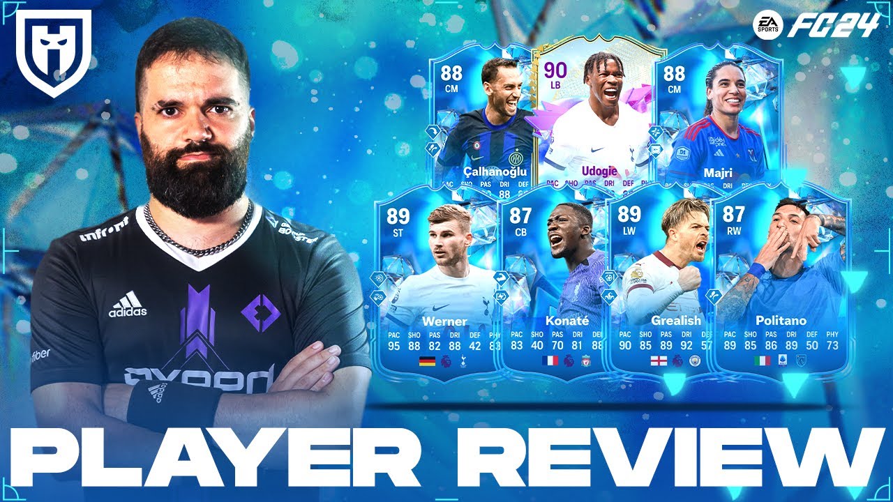WERNER 89 POLITANO 87 CALHANOGLU 88 GREALISH 89 KONATE 87 MAJRI 88 UDOGIE 90 ||| FC24 PLAYER REVIEW