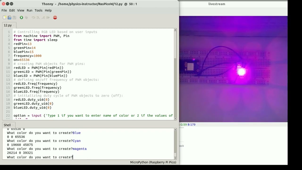 Controlling an RGB LED Based on a User Inputs in MicroPython