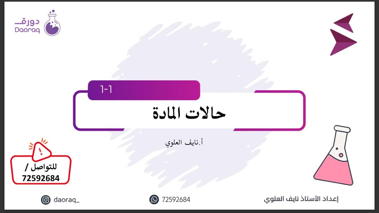 شرح درس حالات المادة للصف التاسع كيمياء الفصل الدراسي الأول - أ.نايف العلوي