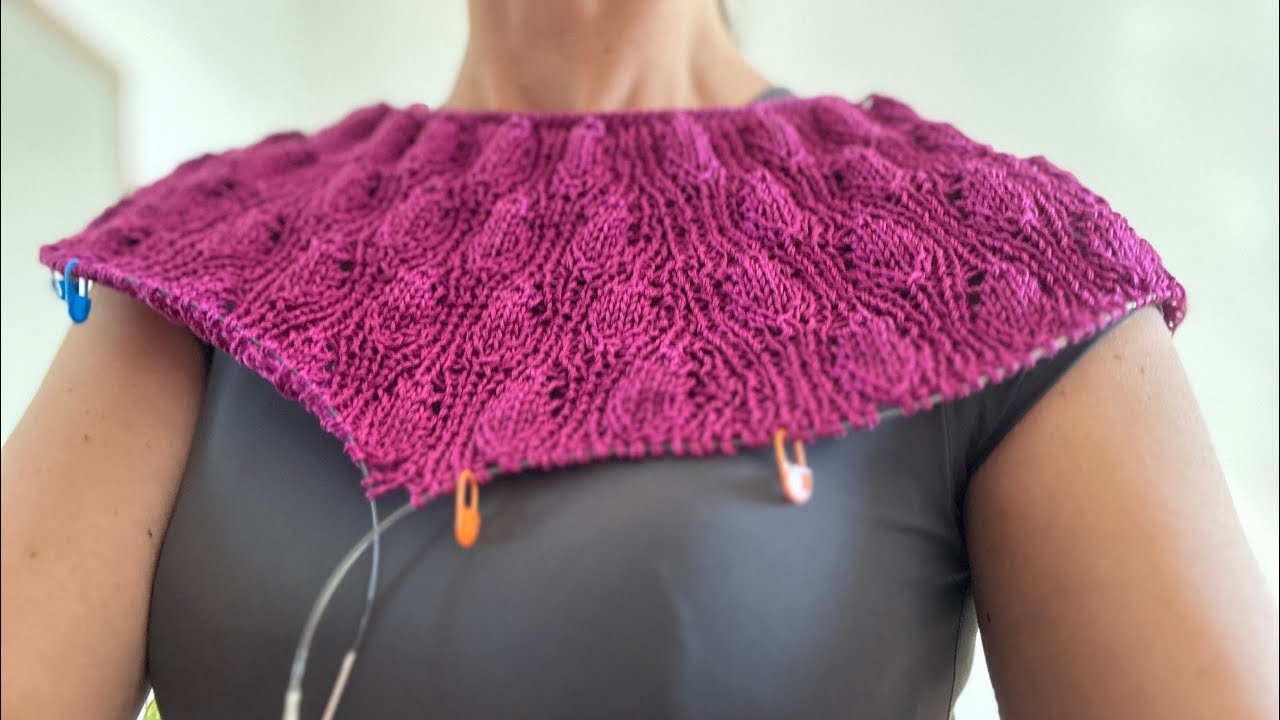 🌿 Кокетка «листики» | Lace yoke pullover top-down knitting ✨
