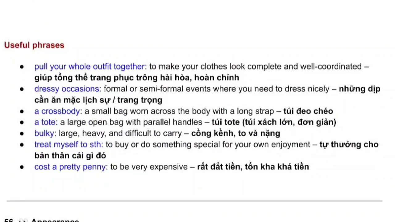 SPEAKING SAMPLE - TOPIC 55 BAGS