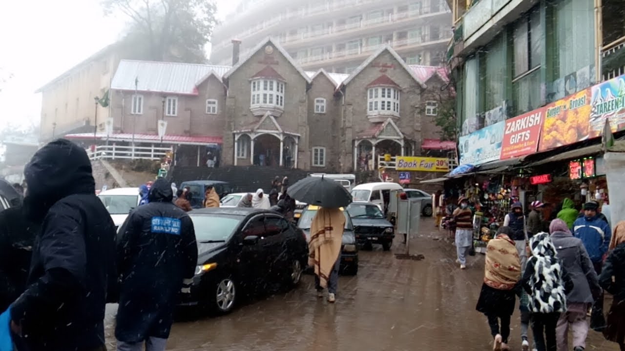 Today Murree Mallroad Live Rain Snow Falling Updates