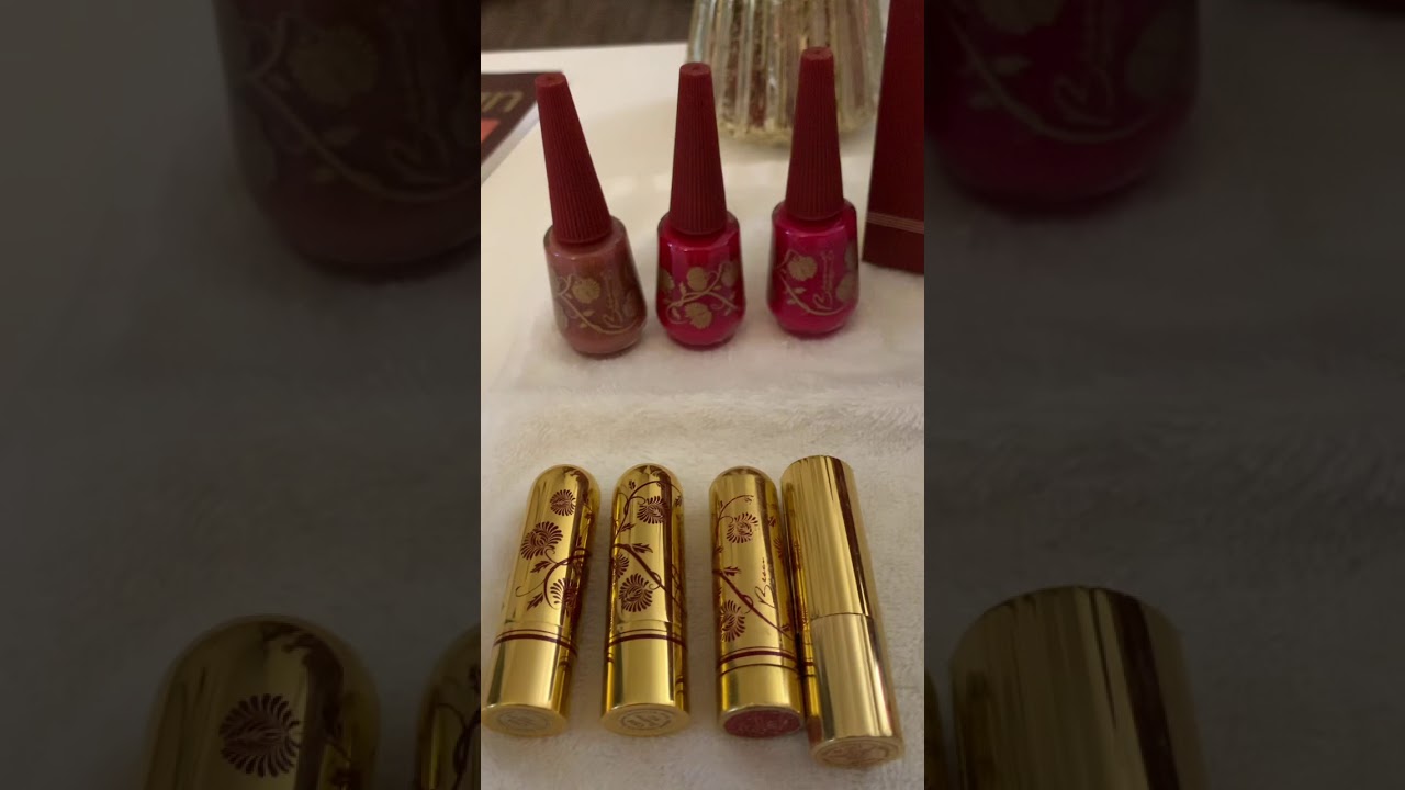 Besame Cosmetics Nail Kit and 3 of their matching Nail Polishes and Lipsticks. Comparison included.