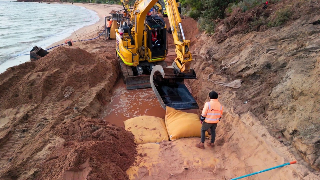 Hydraulic Engineering | Coastal Landslip Rehabilitation Using SoilTain® Bags Xtreme