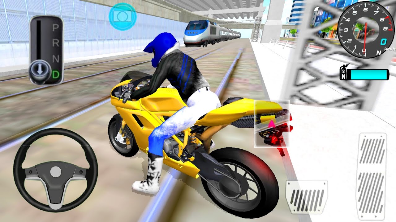 Yellow Brand New Bike Vs Bullet Train 3d Driving Class android game play video || Car Game