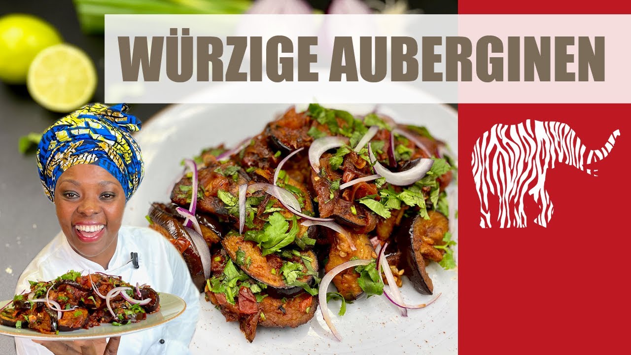 würzige Auberginen in Tomatensauce aus der Pfanne