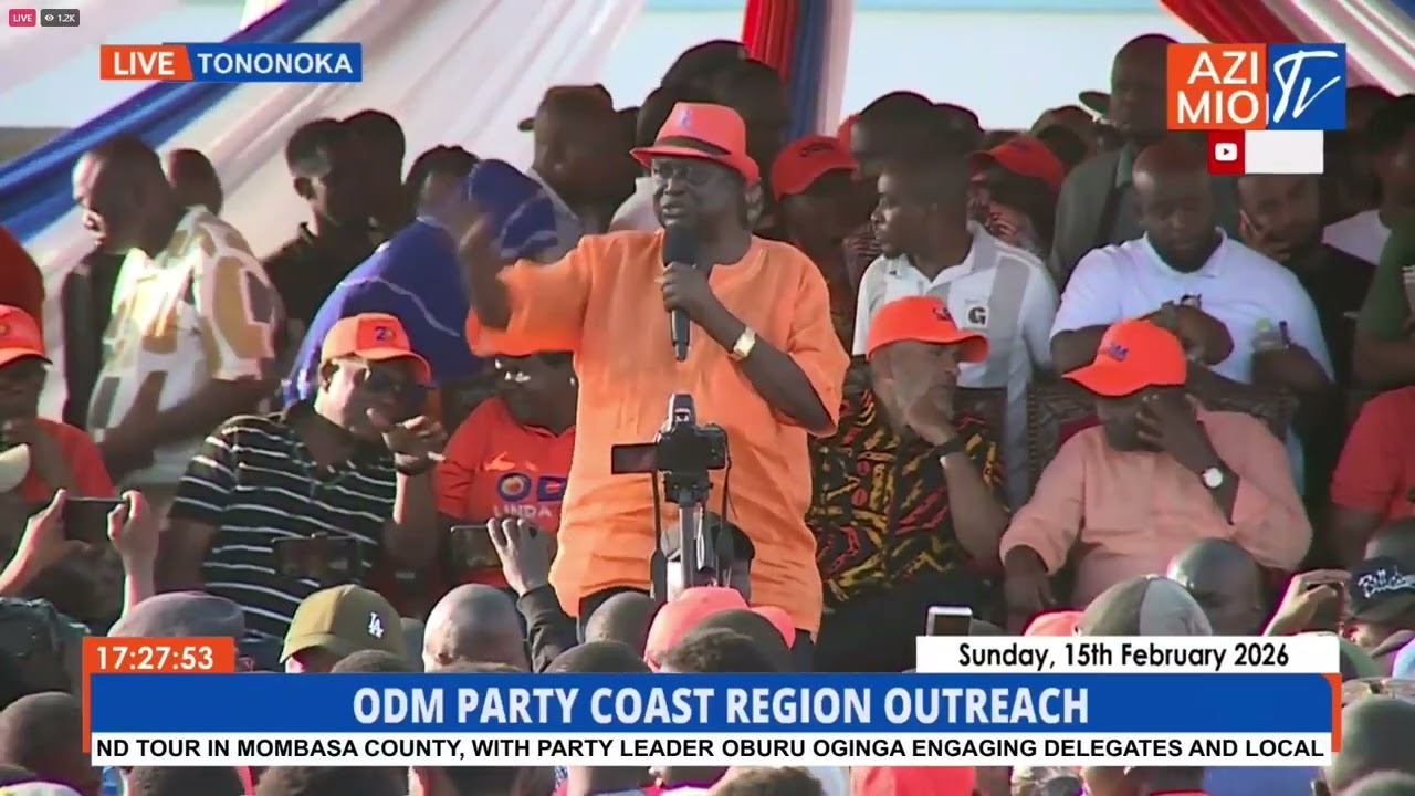 ODM Party leader Oburu Odinga in Tononoka Mombasa during the 'Linda Ground' Initiative.