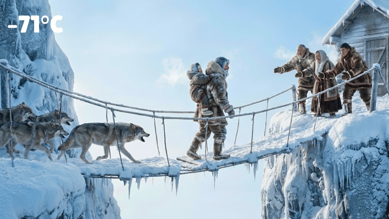 Extreme Snow Survival Building a Cabin and Rope Bridge at  80°C ❄️🪵
