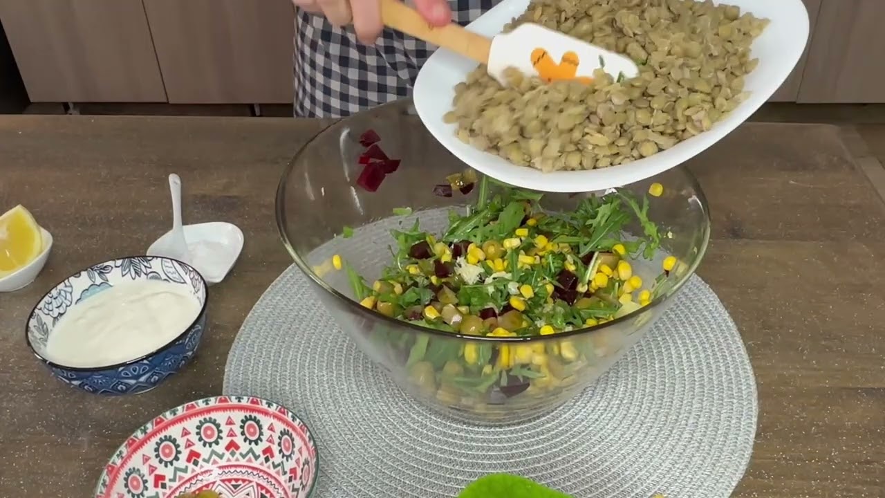 Салат из чечевицы | Холодный салат для пляжа