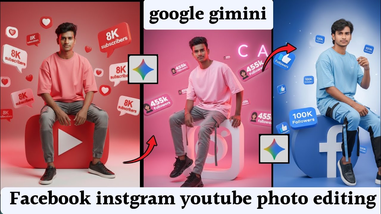 Gemini Trending Photo Editing Tutorial | Instagram, facebook, YouTube ke liya photo edit karna sikhe