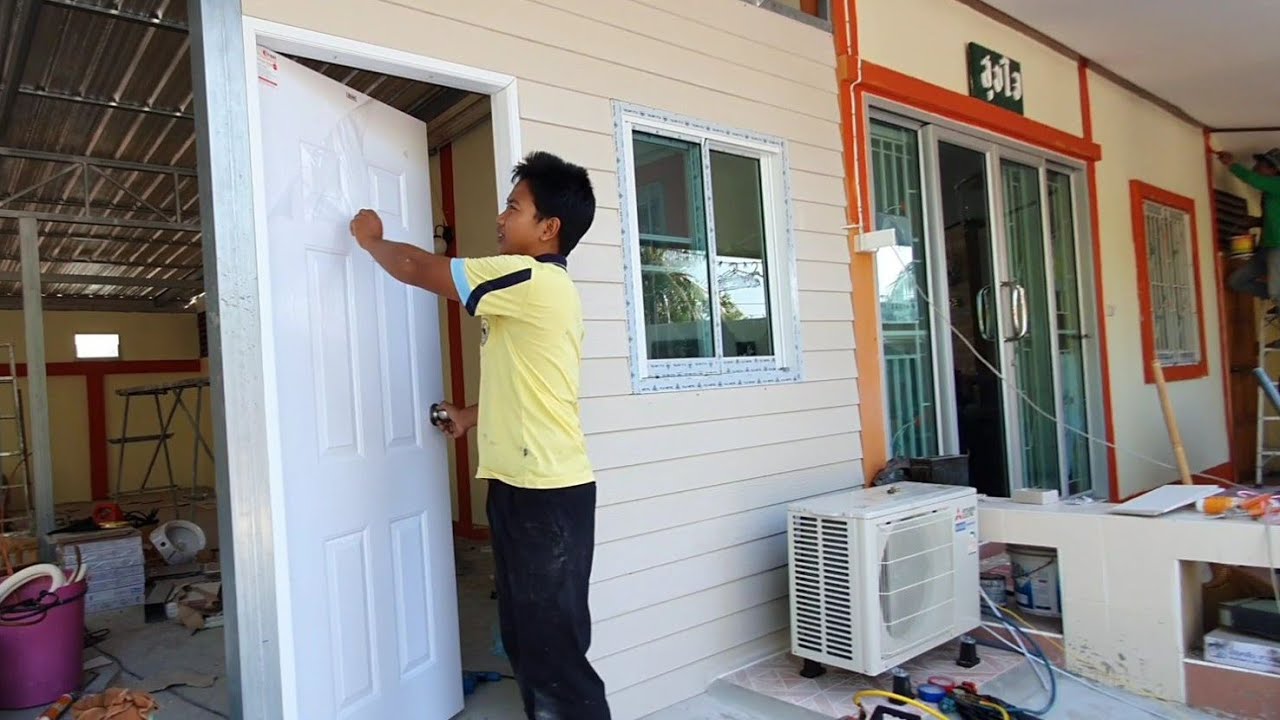 การติดตั้งบานประตูupvc เเละลูกบิด *ไม่ต้องตัดบานประตู