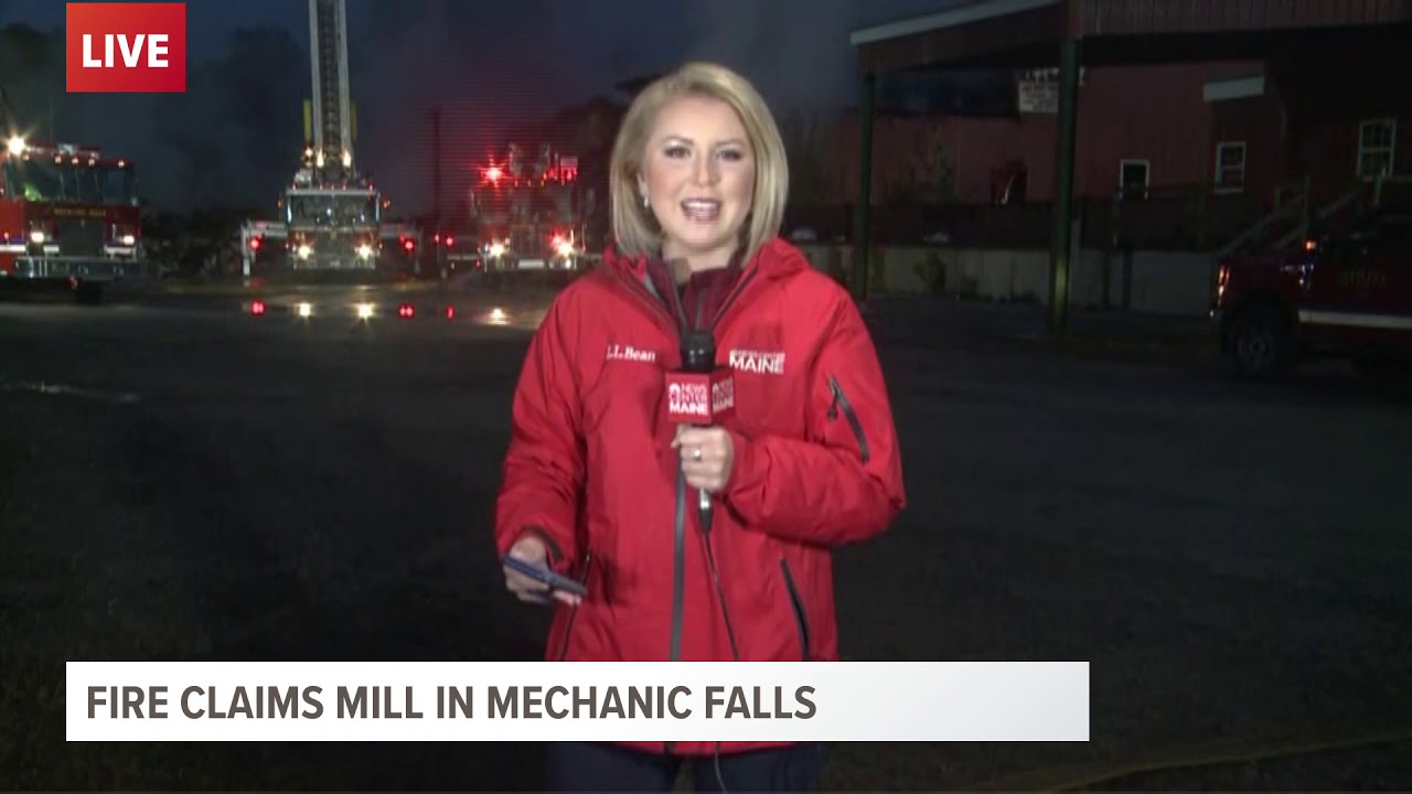 Katie Bavoso live at former mill fire still burning into second day