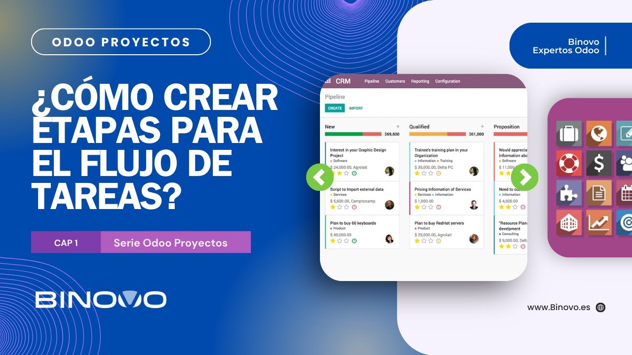 ODOO Proyectos | Tutorial 1 📌 Cómo crear etapas y definir el flujo de las tareas en un proyecto