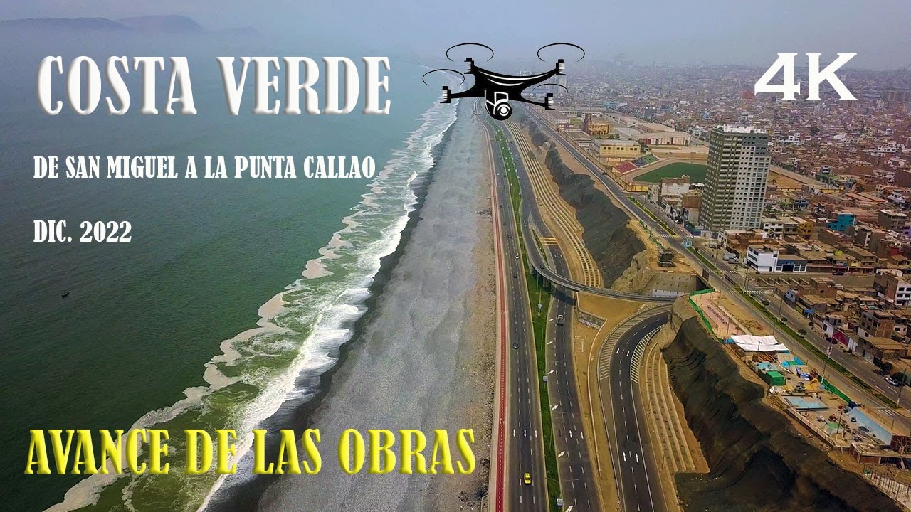 Vista aérea Costa Verde, dic 2022 de San Miguel a la Punta Callao 4K