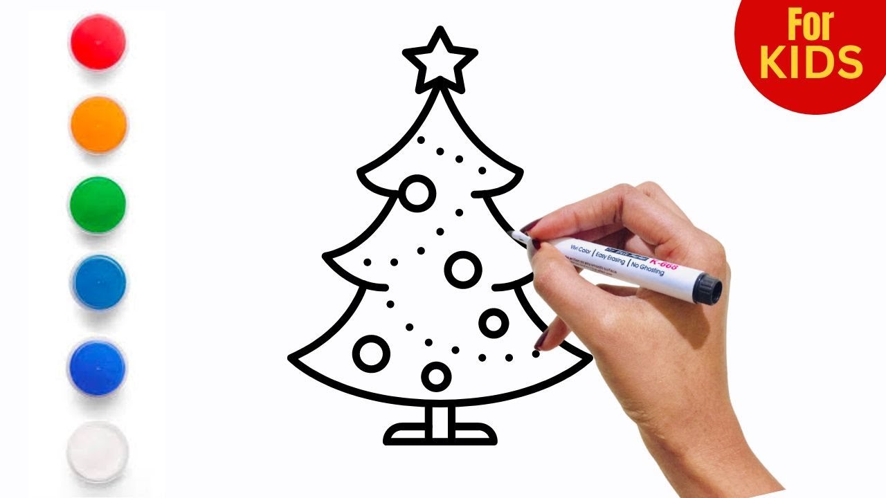 How to Draw a Christmas Tree Easy |Step by Step Kids Tutorial