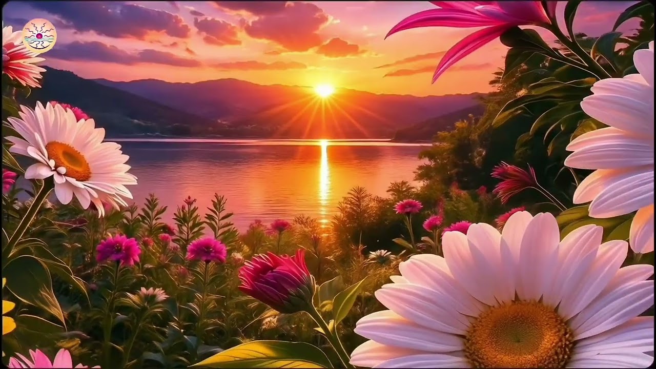 2 HOURS Sunset Flower Lake | Calm Steady Ambient for Relax, Focus & Peace