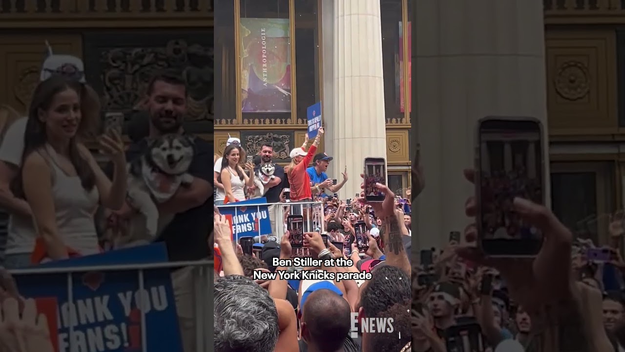 Ben Stiller had the best spot at the Knicks parade...ON an official float!🏀