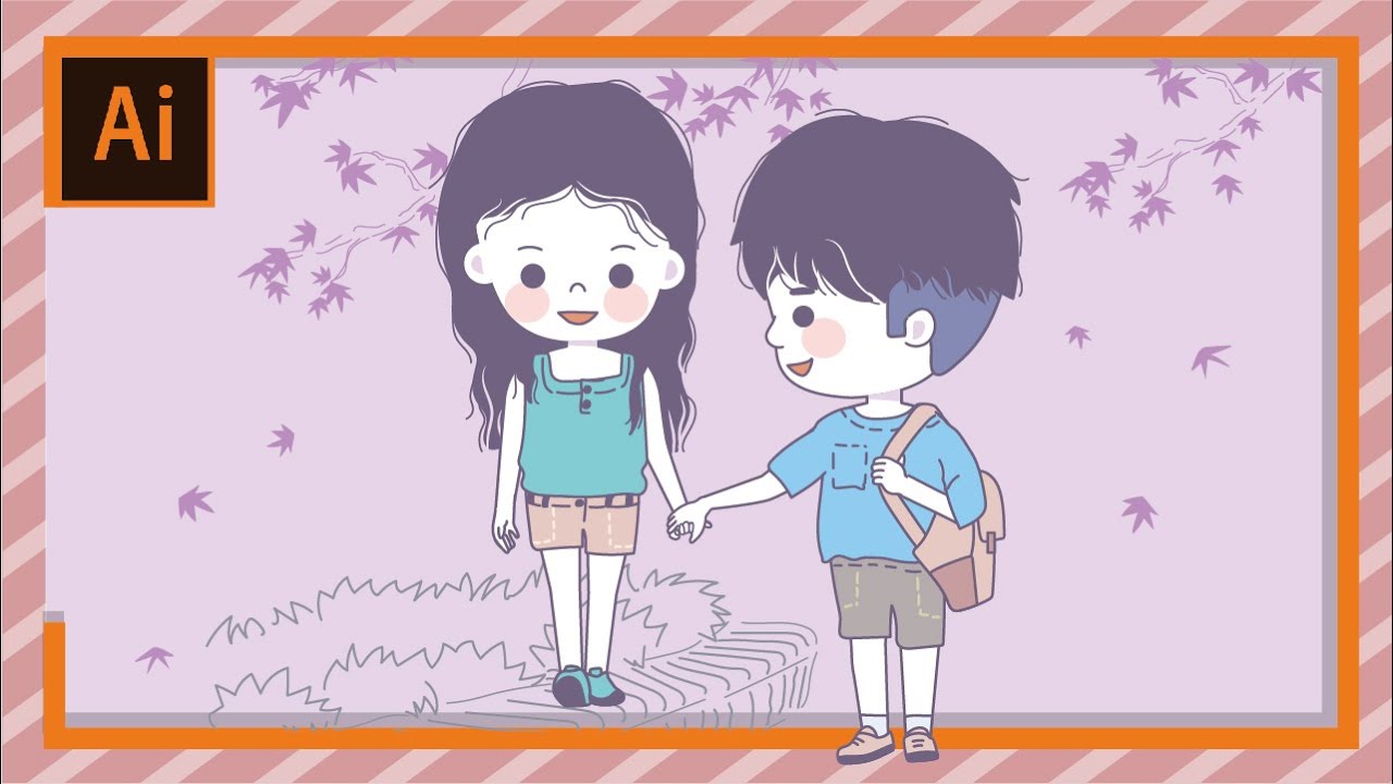 【AI電繪】小清新畫風∣可愛人物插畫∣Adobe Illustrator