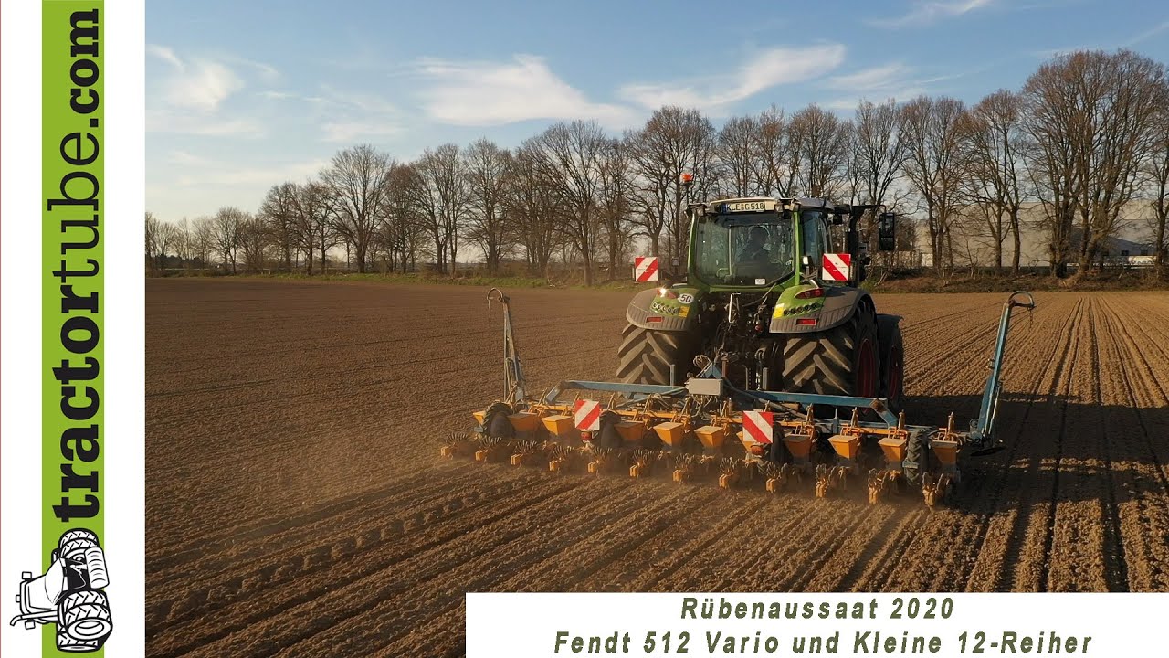 Rüben säen 2020 mit Fendt 512 und 12-reihige Drille von Kleine