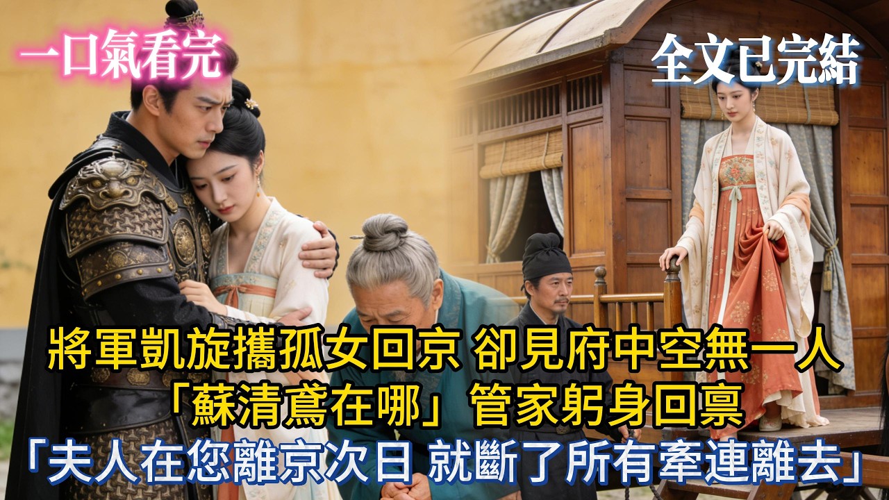 【完結小說】將軍凱旋攜孤女回京，卻見府中空無一人「蘇清鳶在哪？」管家躬身回禀「夫人在您離京次日，就斷了所有牽連離去」#小说推荐 #小说 #大女主 #完結 #爽文