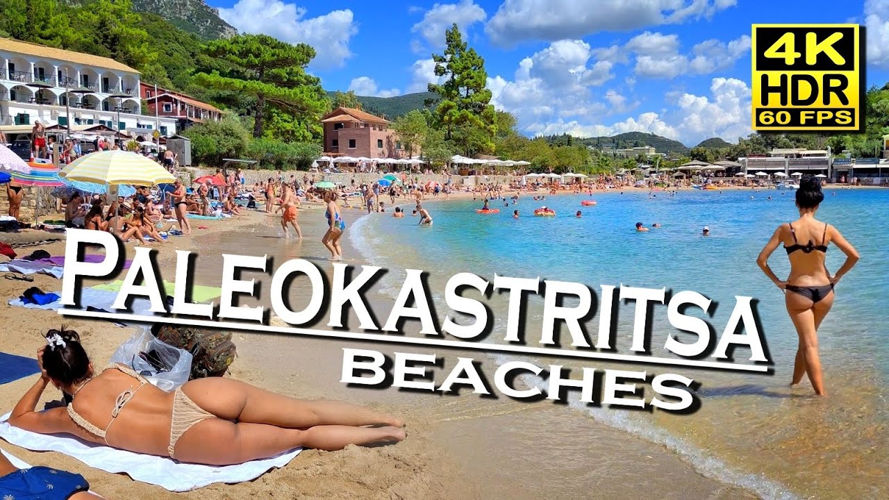 Paleokastritsa Beaches Corfu Greece , Beach Walk in 4K 60fps HDR 💖 The best places 👀 Walking tour