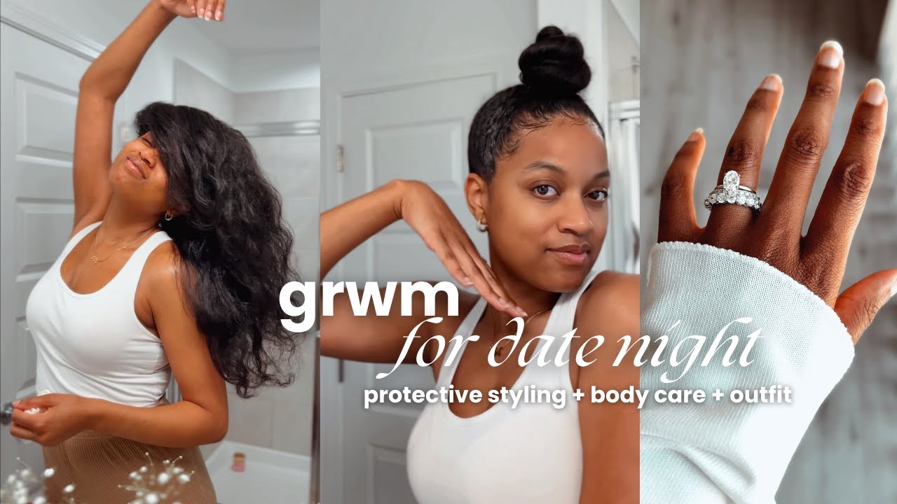 GRWM for Date Night💋| Top Knot Bun + Bodycare Routine & Outfit