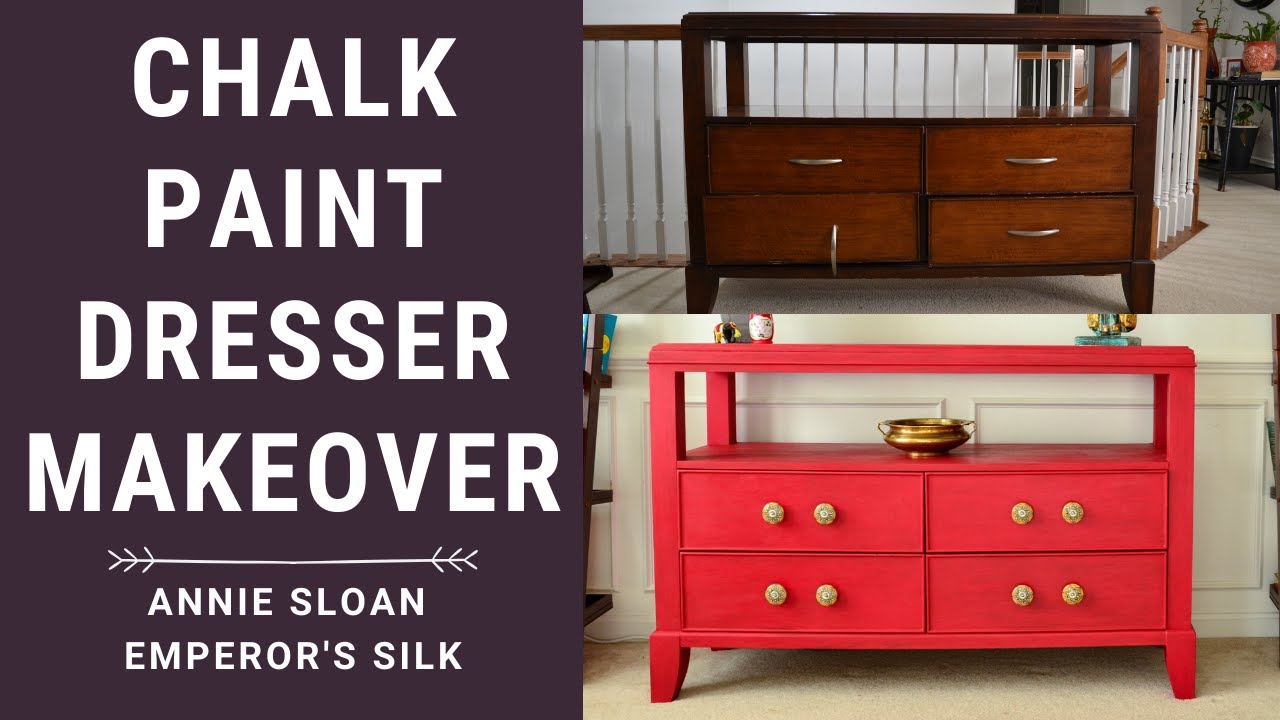 Annie Sloan Chalk Paint Dresser Makeover with Emperor's Silk Finished with Clear and Dark Wax